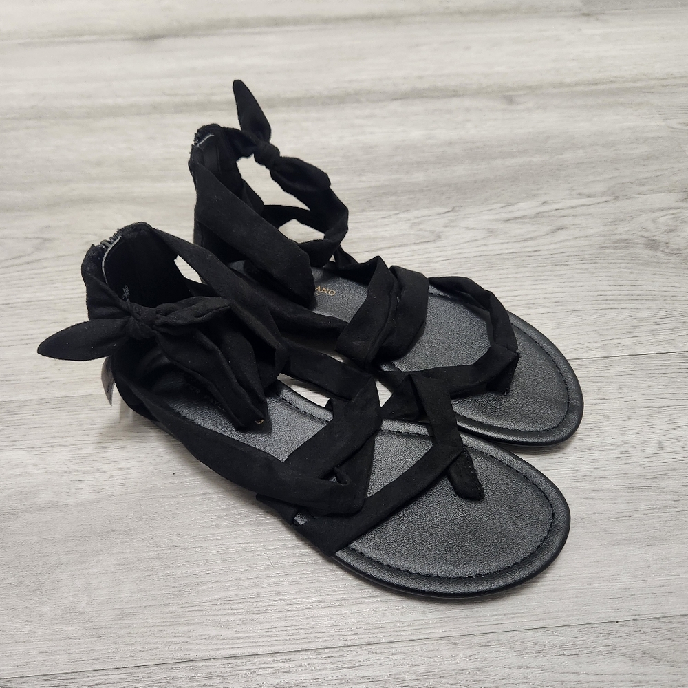 Black Suede Bow Sandals - Size 8.5 **NWT